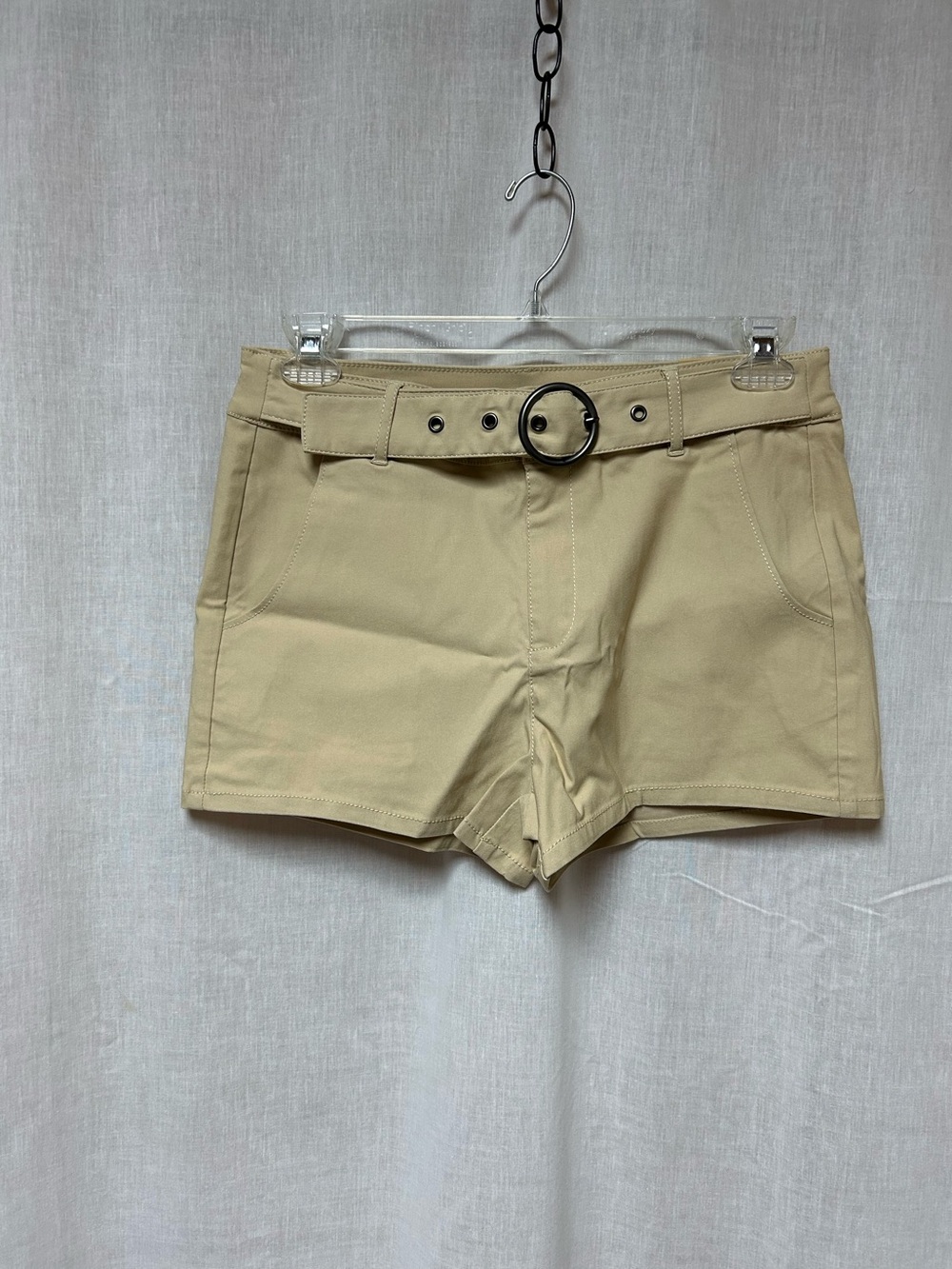 Dress short shorts XL cream beige belt in front pockets high rise